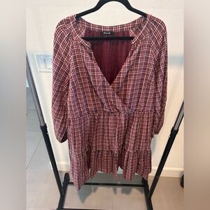 MADEWELL WRAP PLAID SEERSUCKER MINI DRESS - Large